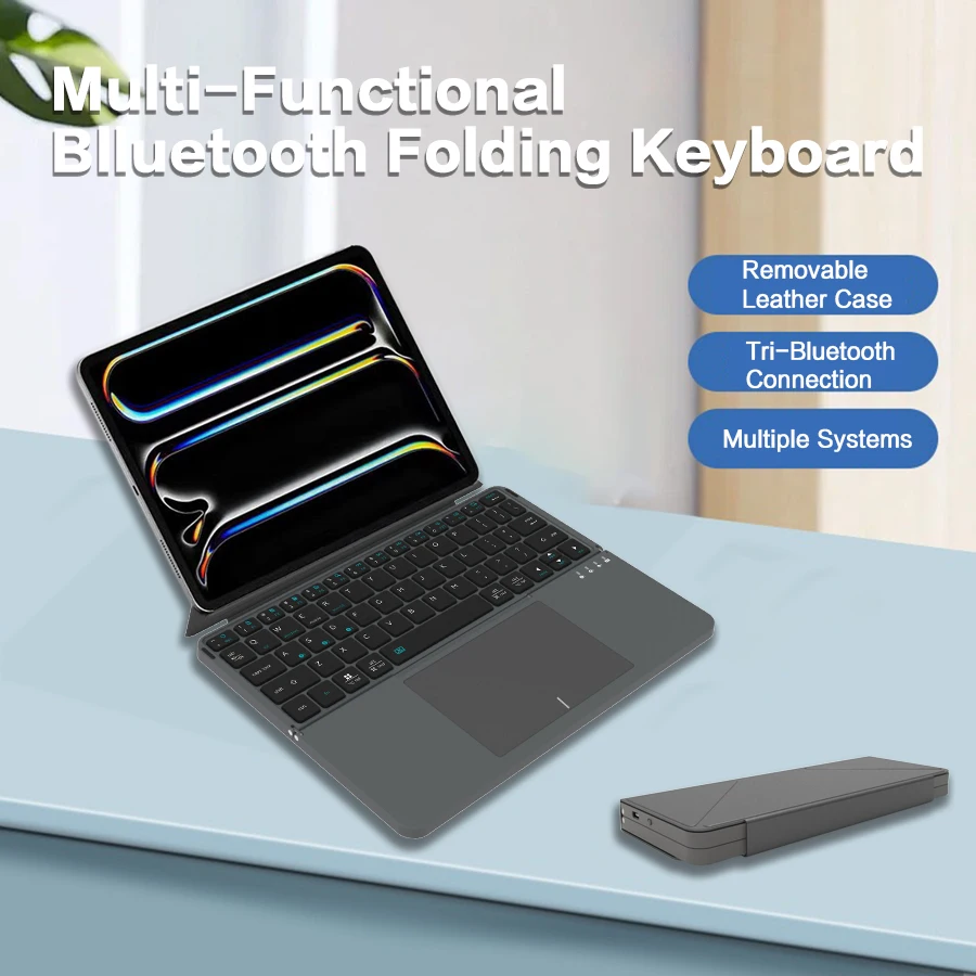 Jomaa Складная беспроводная клавиатура с сенсорной панелью, перезаряжаемая Bluetooth-клавиатура для iPad, планшетного телефона