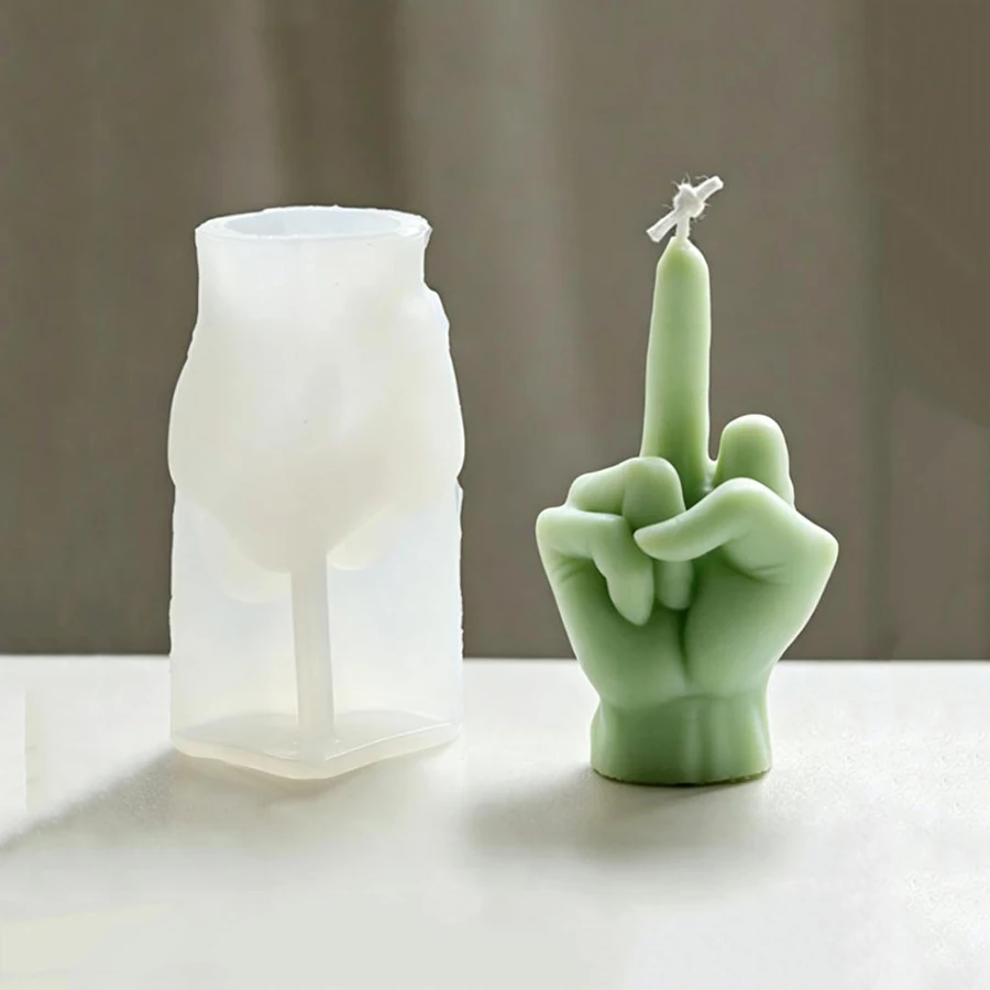 DIY Finger-Gesten Silikon-Kerzenform, 3D Mittelfinger-Form Kerzen-Gips-Handwerk Zement-Seifenform, Festival-Geschenk