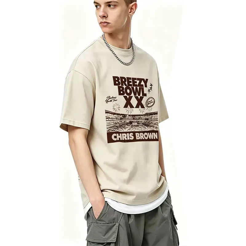 

Rapper Chris Brown Breezy Bowl XX Tour Vintage Washed T-shirt Men Women Hip Hop Pop Music T Shirts Men's Summer Fashion T-shirts