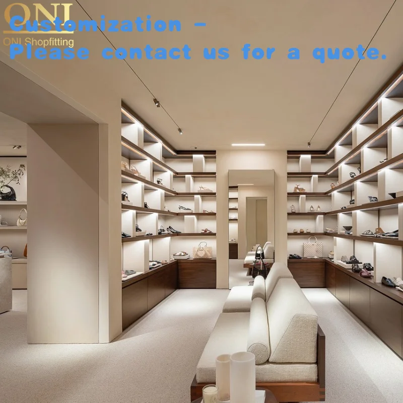 

custom.ONI Shopfitting Exquisite Fashion High-quality Wall-mounted Bag Shoes Store Display Cabinet with LED Simple Fashion Count