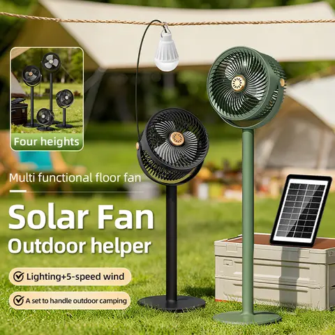 Adjustable with 4 Levels of Height, It Can Be Used as a Desktop/Vertical Small Fan for a Power Bank with a Solar Charging Panel