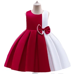 Girl Dress Birthday Party Wedding Ball Gown Princess Dress For Girls Kids Stitching Teenager Prom Clothing Girls Bow Dresses