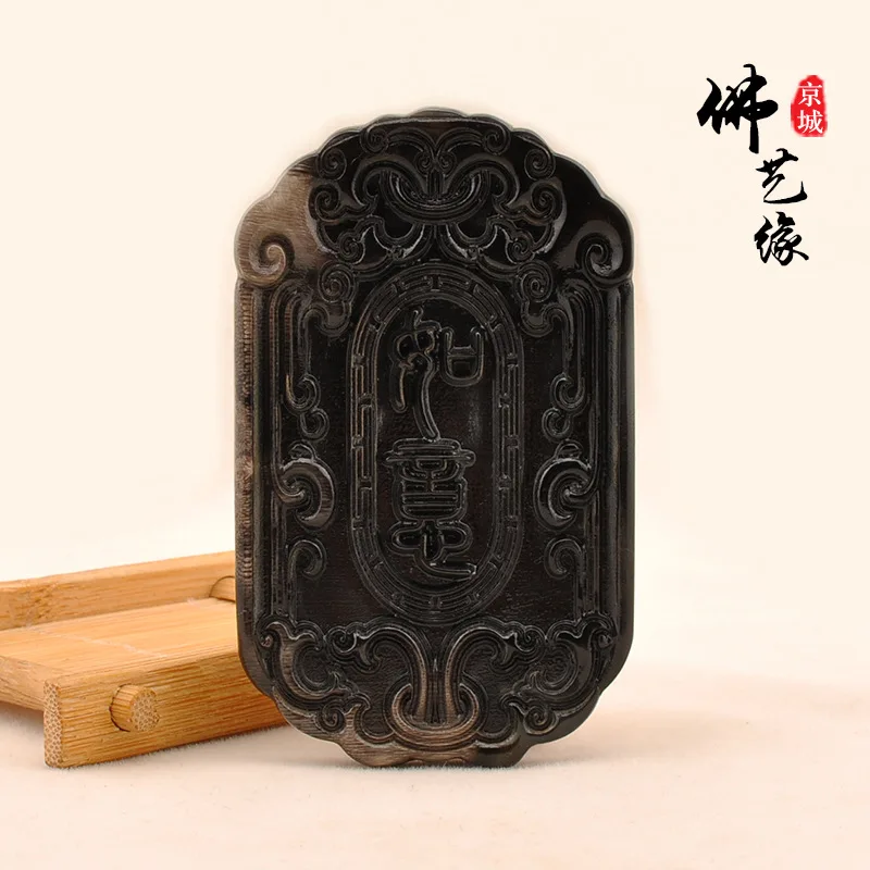 

Black Donkey's Hoof Brand Large Size Carving Ruyi With Sugarcane Texture Pendant Pendant