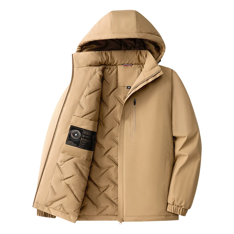 Autumn and winter new solid color windproof padded thick warm hooded jacket men's casual loose sports plus size jacket