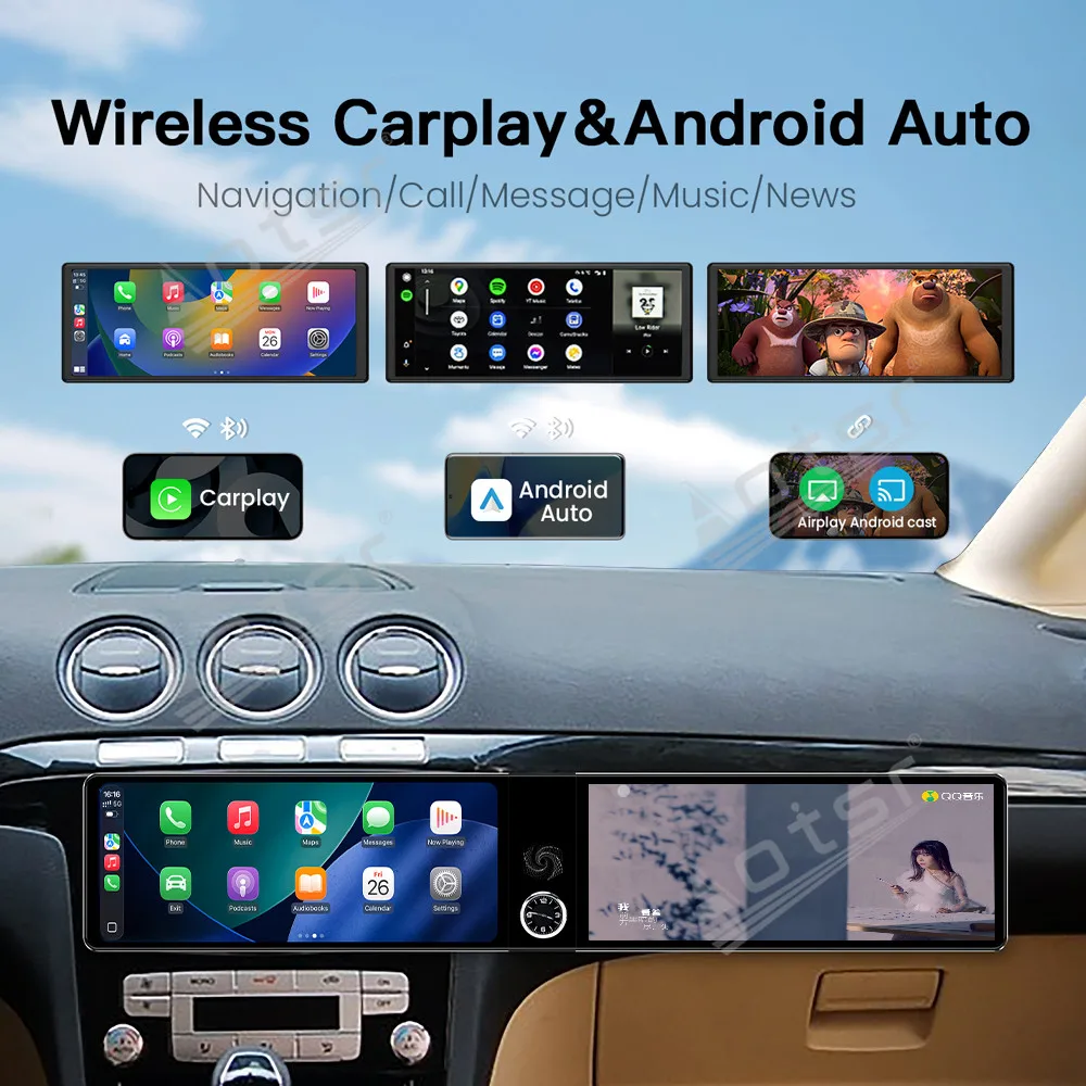 

For Ford S-Max 2007 2008 12.3" Android 13 Dual Screen Car Radio Car Multimedia Video Player GPS Navigation Carplay Unit DSP WIFI