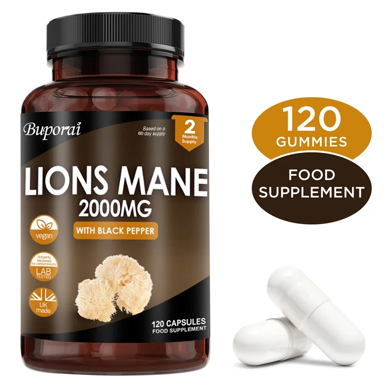 

Lion's Mane 2000mg - Promotes Overall Health, Improves Cognitive Abilities, Boosts Natural Energy, Keeps The Mind Active