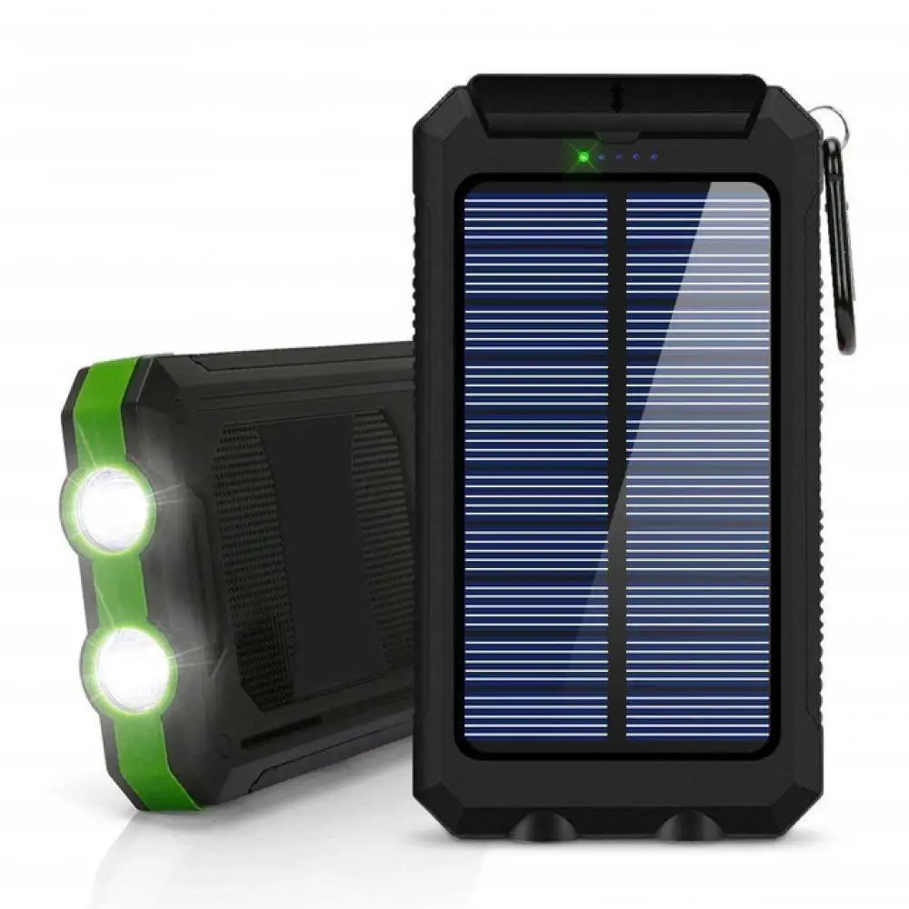 

Solar 80000mAh Power Bank Outdoor Waterproof Spare Battery External Dual USB Powerbank Portable Charging With LED Flashlight