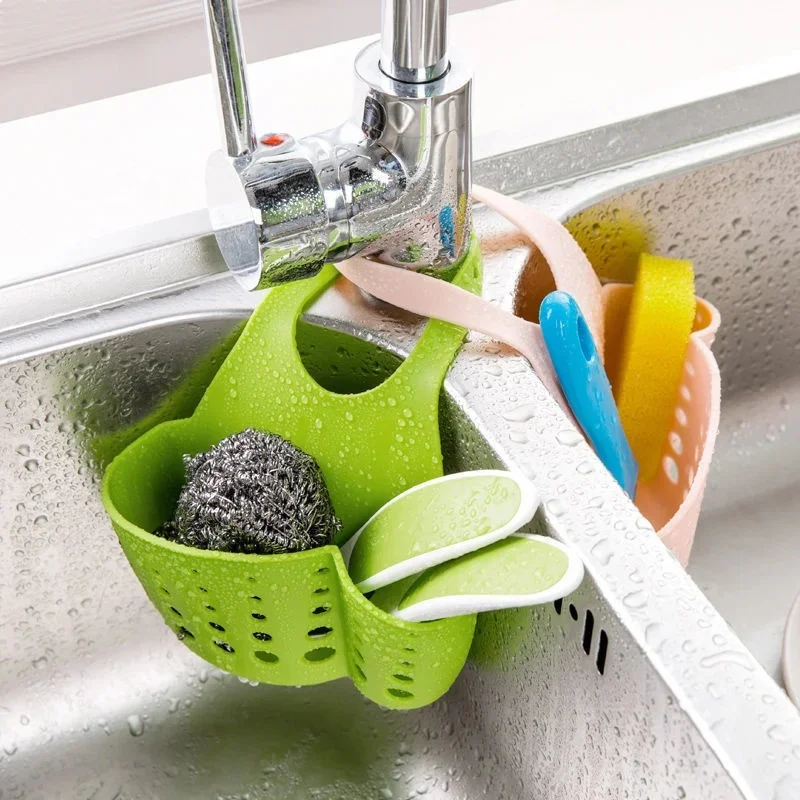 1-3pcs Kitchen Sink Shelf Organizers Double-Layer Hanging Soap Sponge Storage Holder Accessories Silicone Drain Rack Supplies view 5