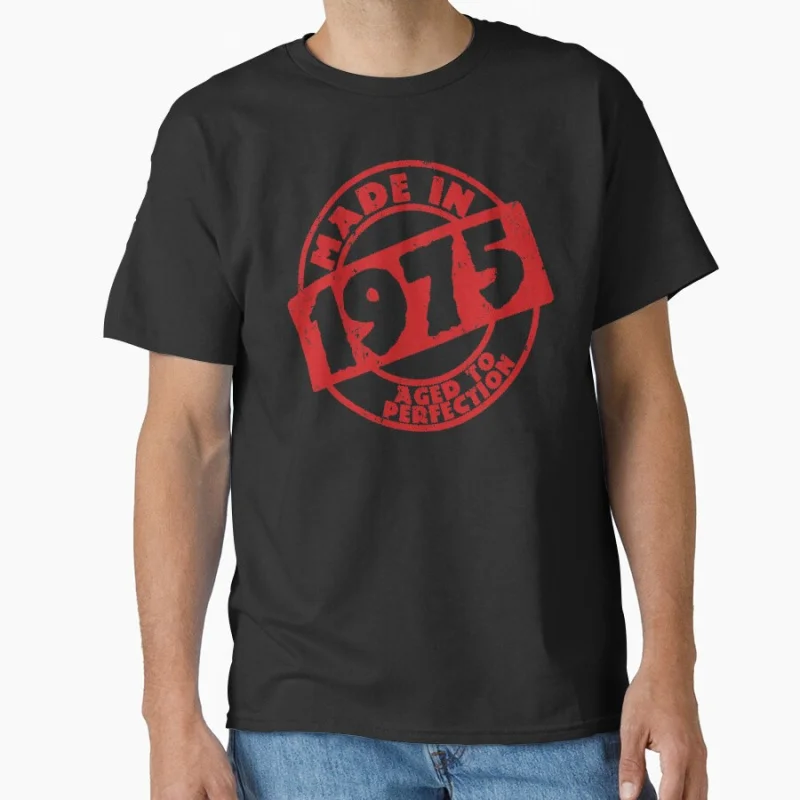 

Made in 1975 Vintage 50th Birthday Gift t shirt for men 100% cotton printed tee large size Adult tops S-6XL