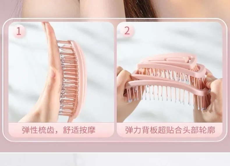Silikon-Hohlkissen-Massagekamm, Volumen- und Entwirrbürste für Echthaar & Perücken, 4 Farben Styling-Tools – Detail 10