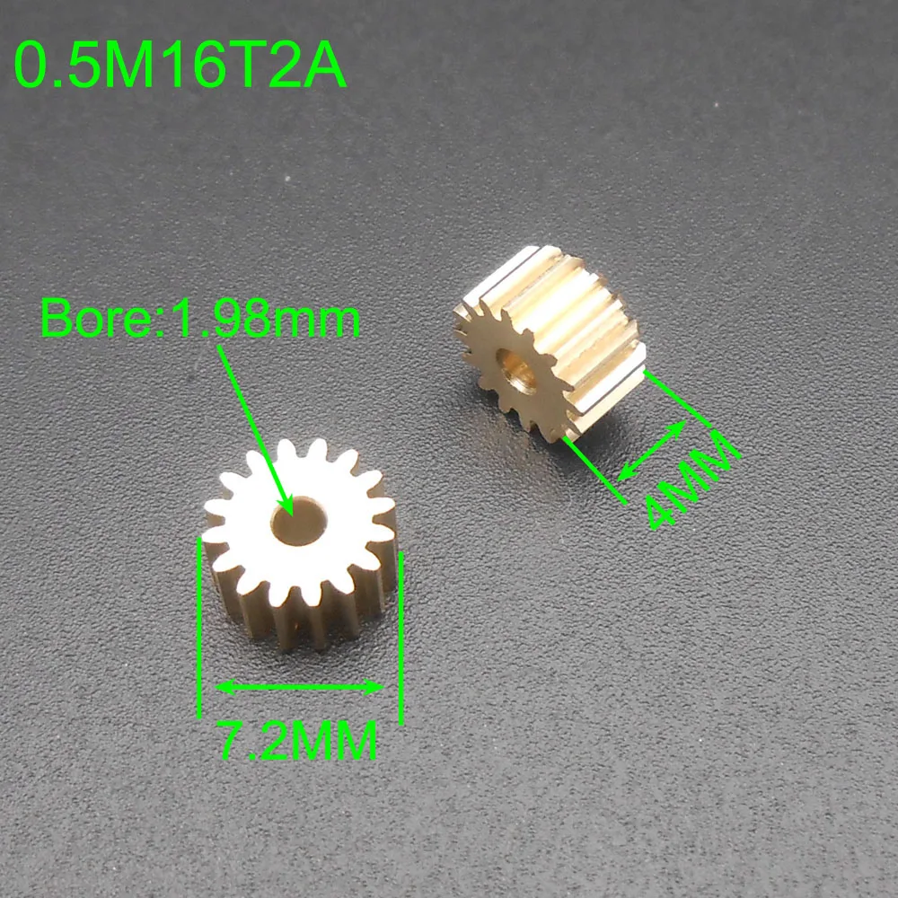 10Pcs/Lot 0.4M 0.4 Modulus 16T Brass Gear Spur Mechanical Small Pinion Bore Hole Aperture 2MM 1.98MM 2A 16 Teeth Height 4MM 162A