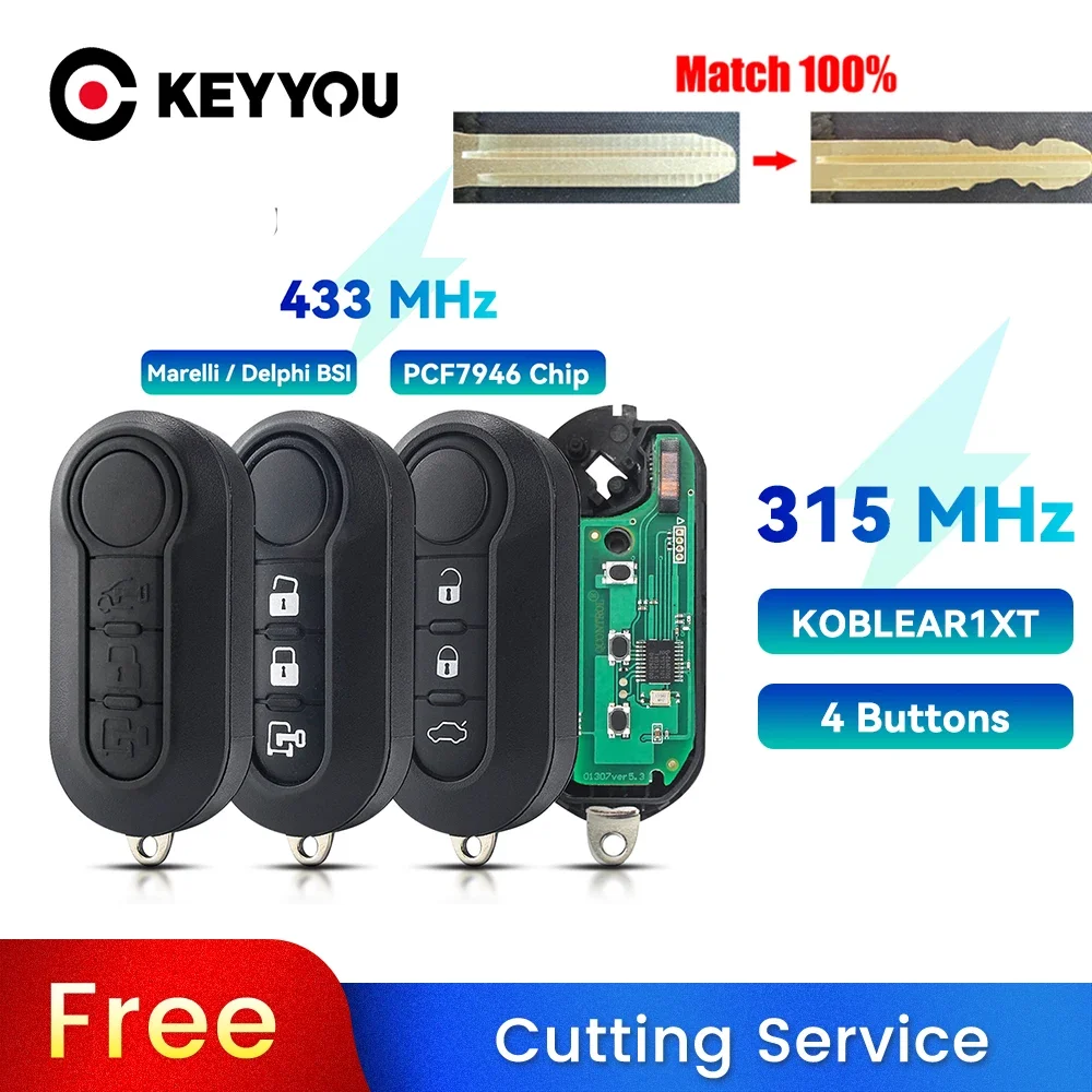 

KEYYOU с ЧПУ режущего сервисного удаленного ключа автомобиля 433 МГц для Fiat 500L MPV Ducato Citroen Jumper Peugeot Boxer Marelli/Delphi BSI