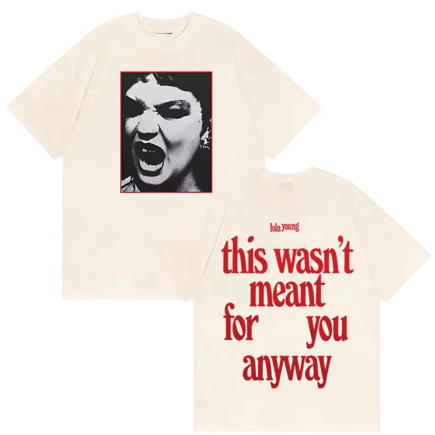 لولا يونغ ألبوم جولة 2025 غطاء الرسومات تي شيرت الرجال النساء موضة المتضخم تي شيرت خمر Harajuku قصيرة الأكمام تي شيرت