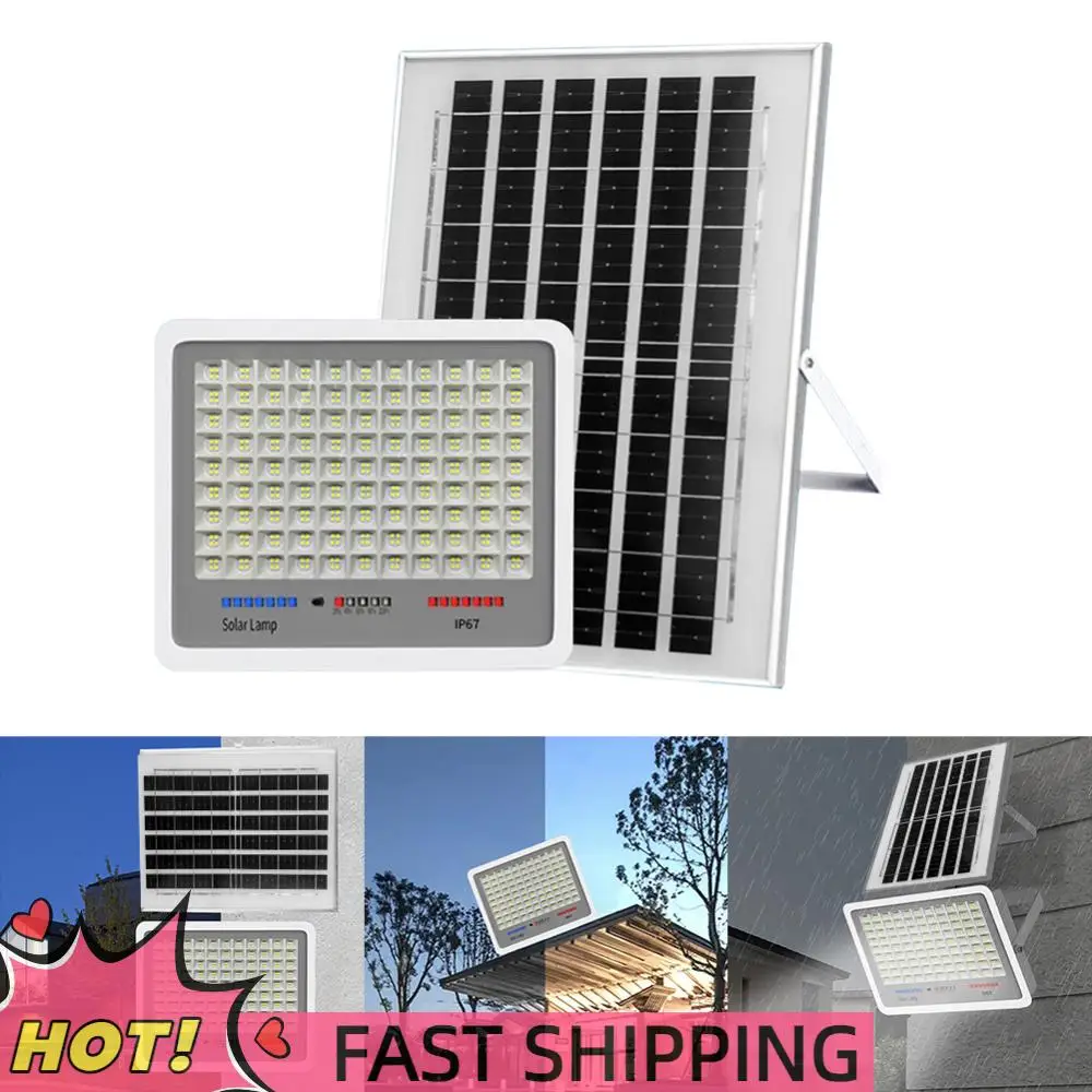 

Solar Powered LED Flood Light Auto-On Outside Spotlights Multi Modes Outdoor Wall Floodlight Remote Control for Garden Courtyard