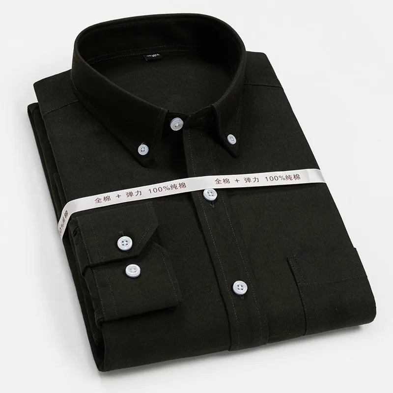 

Gold ield Pure Cotton Long Sve Casual irt Men's Slim Fit Korean Sle Busin Youth Full Cotton Ox Weave White ...