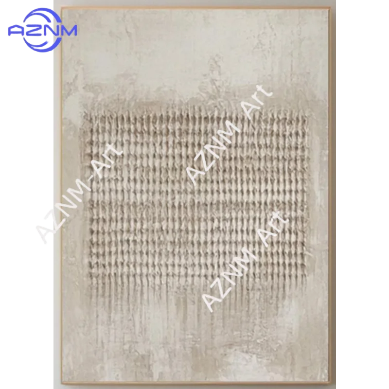 1/2Pcs Textured Beige Abstract Oil Painting Set: Contemporary Wall Art view 4