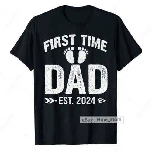 New First Time Dad Est 2024 T-shirt Promoted To Be Daddy Announcement Tee Gifts