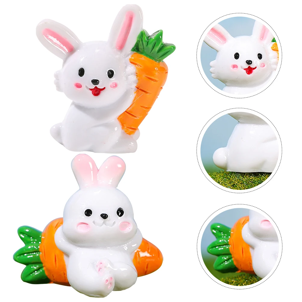 

8 Pcs Cake Little Bunny Ornaments Mini Decor Resin Miniature Landscape Decoration