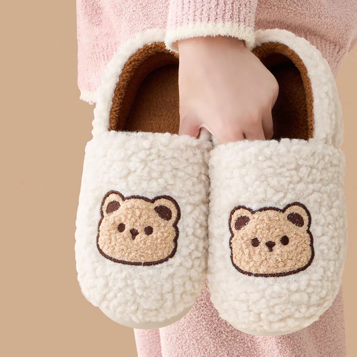 الشتاء النساء النعال الأزواج لطيف الكرتون الشرائح الدافئة الرجال المنزل فروي الطابق أحذية داخلي سميكة وحيد الشقق غرفة نوم رقيق النعال #2