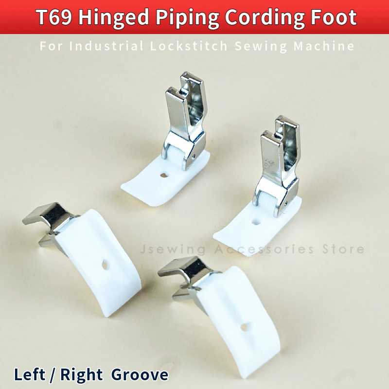 2 PCS T69 Plastic Hinged Piping Cording Presser Foot Left Right 36069RH LH Sewing Accessories Fit Lockstitch Machine P69 JUKI