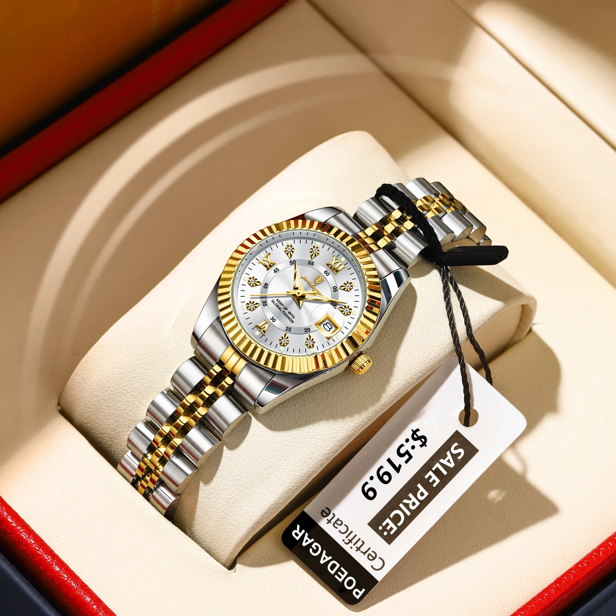 POEDAGAR Luxury Women's Watches Waterproof Luminous Date Ladies Wristwatch Stainless Steel Elegant Quartz Watch For Women Reloj