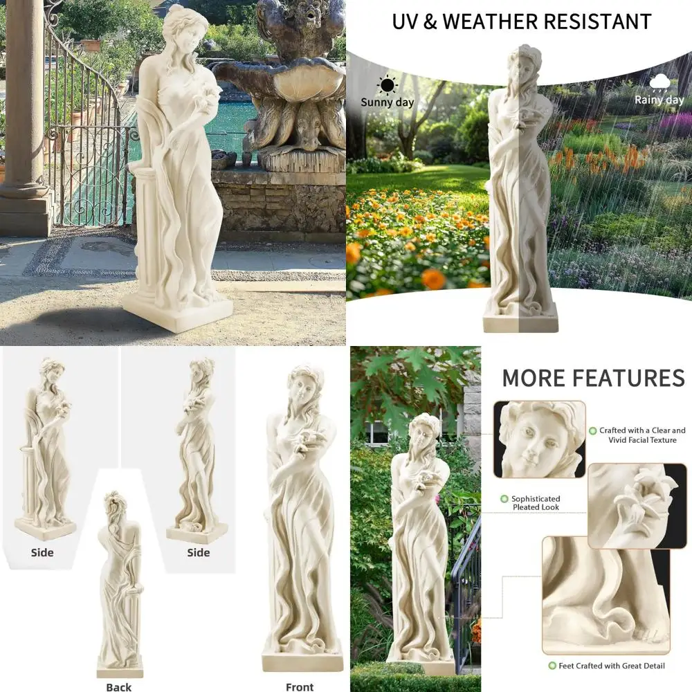 

Большая 51-дюймовая уличная статуя нимфы, весенняя богиня с цветами, садовая скульптура в римском стиле, религиозное украшение