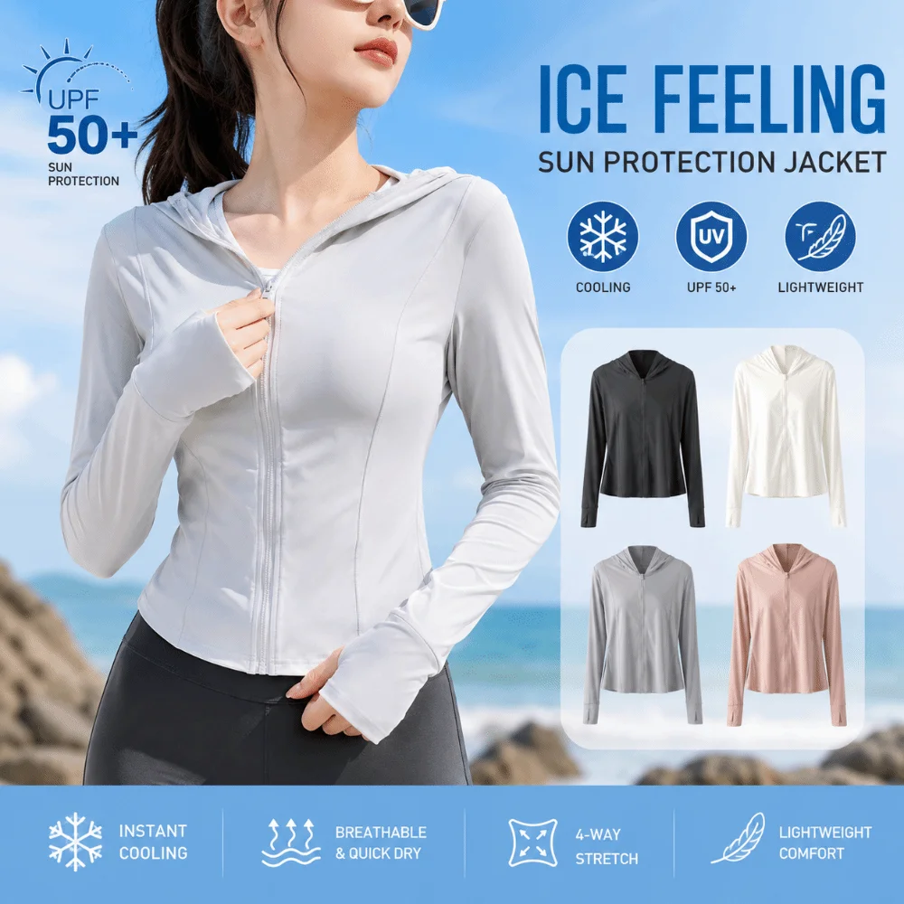 Outdoor Ice Silk Summer Sunscreen Clothes Sun Protection Breathable Windbreaker Cover Up Cycling Women's Thin Coat for Women