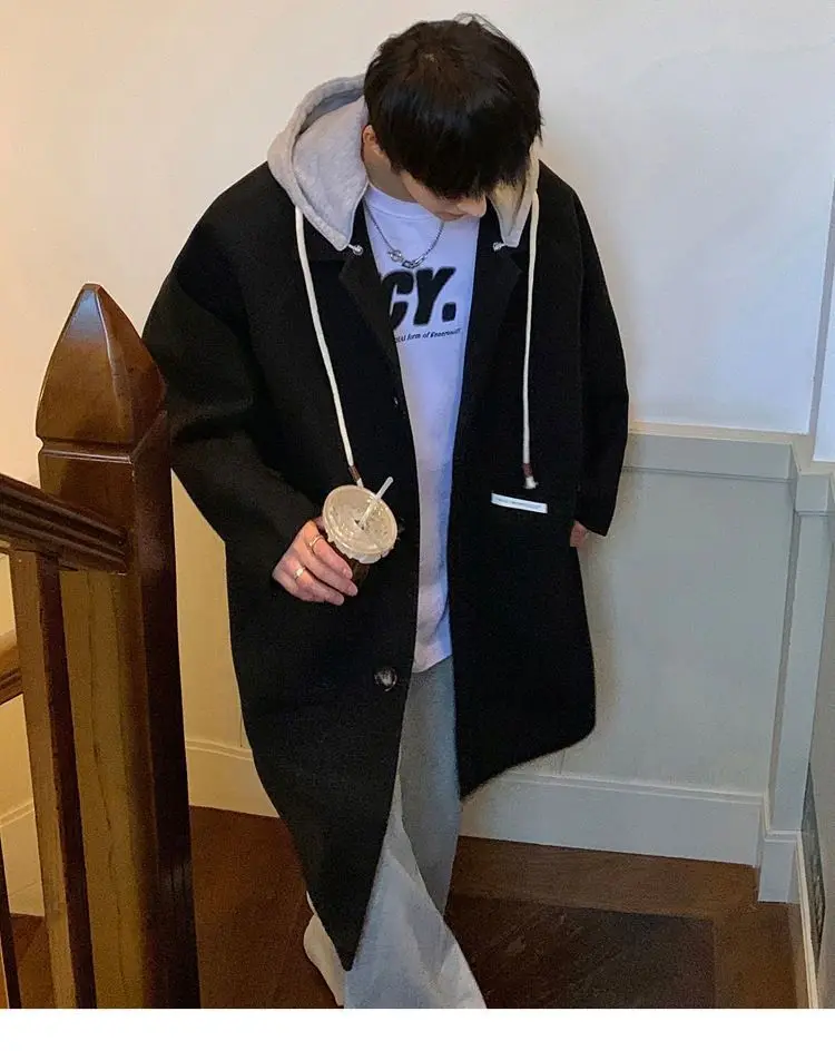 

Wool Blend Maxi Coat Mans Jewel Neck Simple Clean Basic Essential Pure Fundamental Primary Main Conventional Unadorned Humble Bf