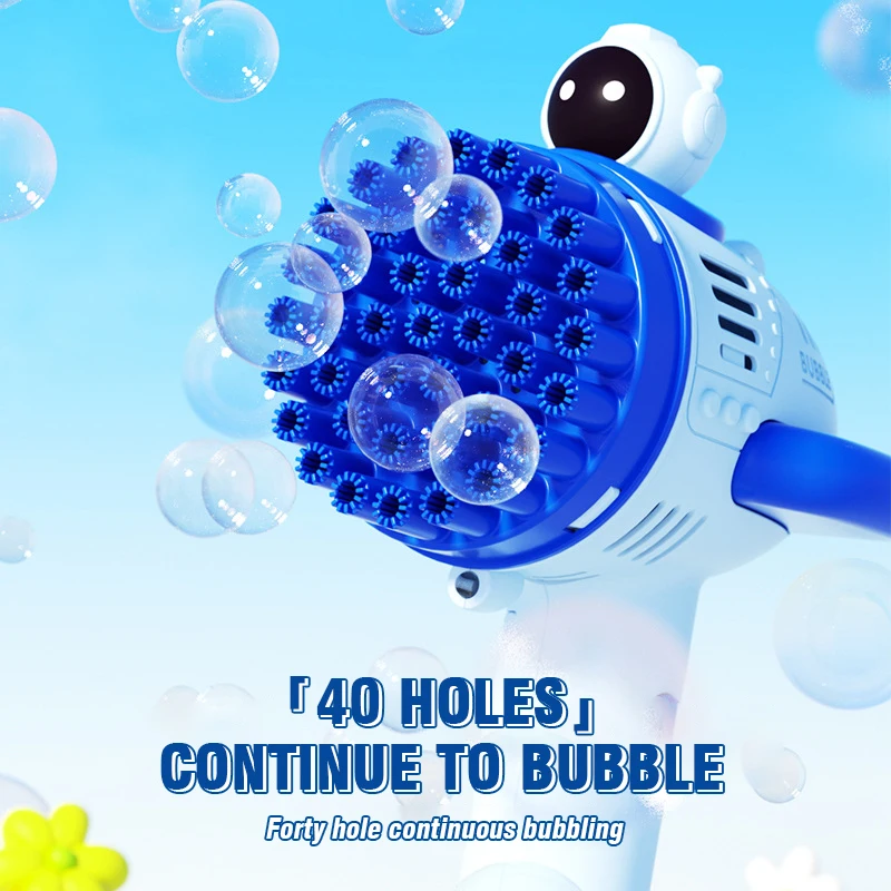 40 Hole Bubble Gun Full Automatic Handheld Electric Bubble Blowing Machine Summer Beach Outdoor Toy for Kid Boys Girls Gift