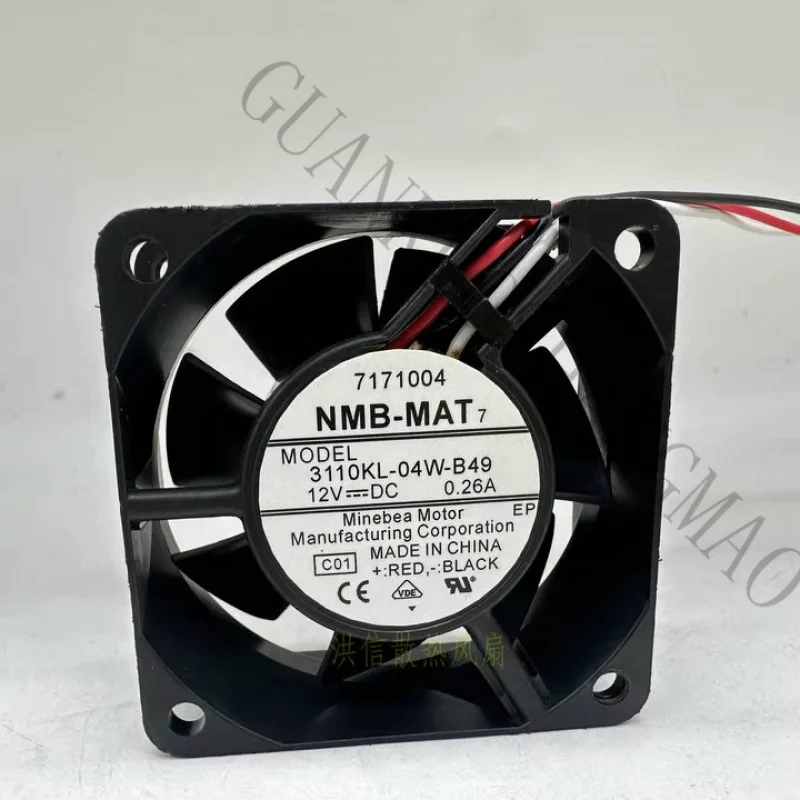 HJY 1pcs NMB fan 3110KL-04W-B49 DC12V 0.26A 6025 6CM 60*25MM 3-wire cooling fan