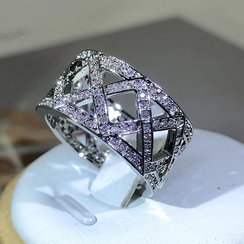 925 Sterling Silver High Quality Zircon Big Ring For Ladies Men\'s XV Letter Ring Wedding Party Jewelry Gift Wholesale