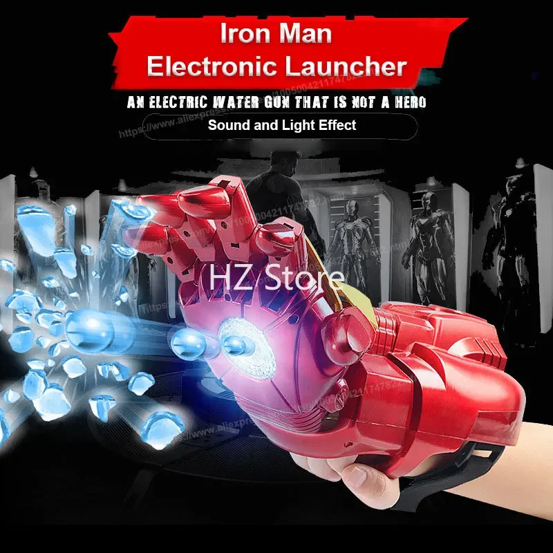 Marvel Electronic Iron Man Launcher with Mask Captain America Shield Water Balls Gun Cosplay Toys for Kids Boys Birthday Gift