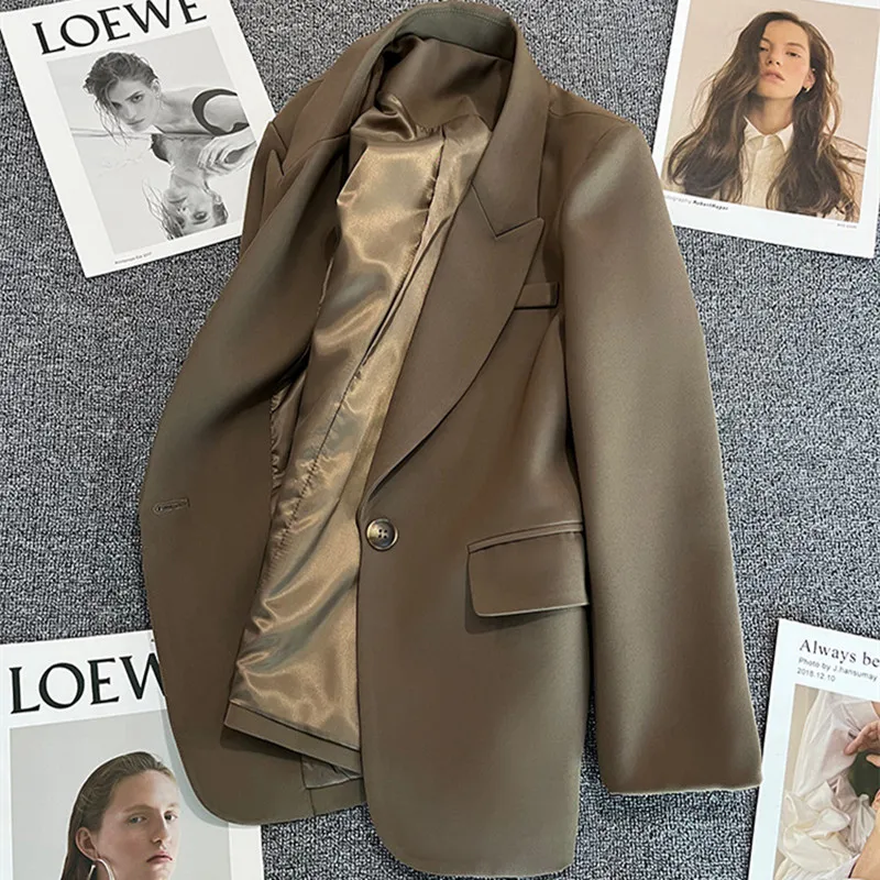 Vrouwen Mode Voorzijde Button Office Wear Blazer Jas Vintage Lange Mouwen Klepzakken Vrouwelijke Klassieke Bovenkleding Chic Vestes Femme