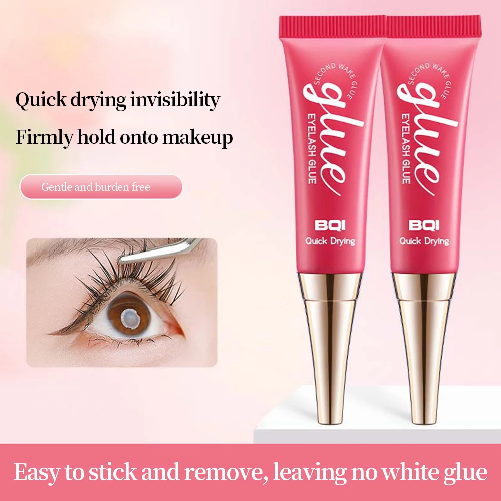 BQI Schnell trocknender, unsichtbarer Kleber für falsche Wimpern und milder, nicht reizender, langlebiger, wasserfester Wimpernkleber, geeignet für Anfänger