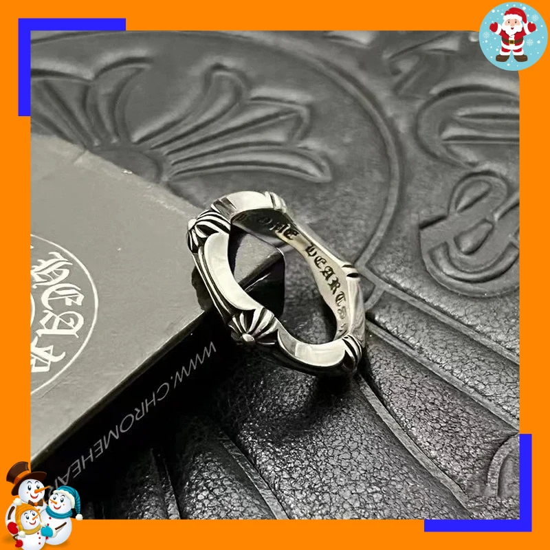 Retro Open Ring, Male Hipster Punk Cross Flower Engraved Index Finger Ring, Male and Female Couples Pair Ring, Light Luxury Nich