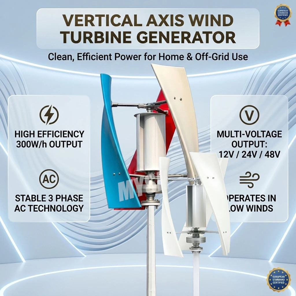 5000W Vertical Axis Wind Turbine Generator with Controller Low Noise 12V 24V 48V for Home/Industrial Use IP67 Rose Tulip Design