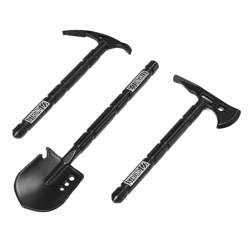 3Pcs Simulation Metal Shovel/Axe Pickaxe Decoration For 1/8 1/10 RC Crawler Car Axial SCX10 TRX4 Upgrade Parts