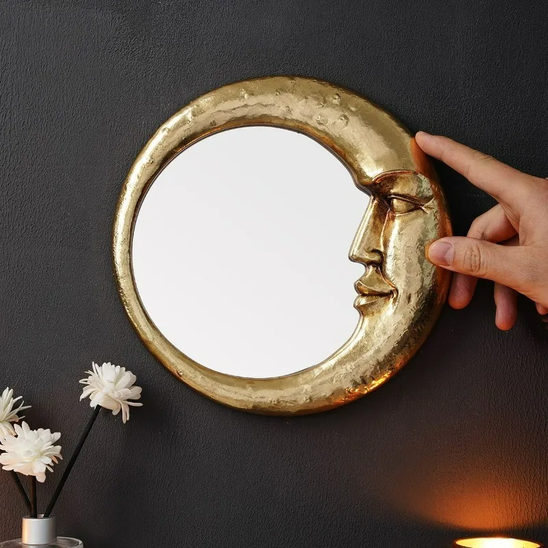 Creative Crescent Moon Decorative Mirrors Unique Three-dimensional Moon Shape Hanging Mirror Bedroom Dresser Makeup Mirrors