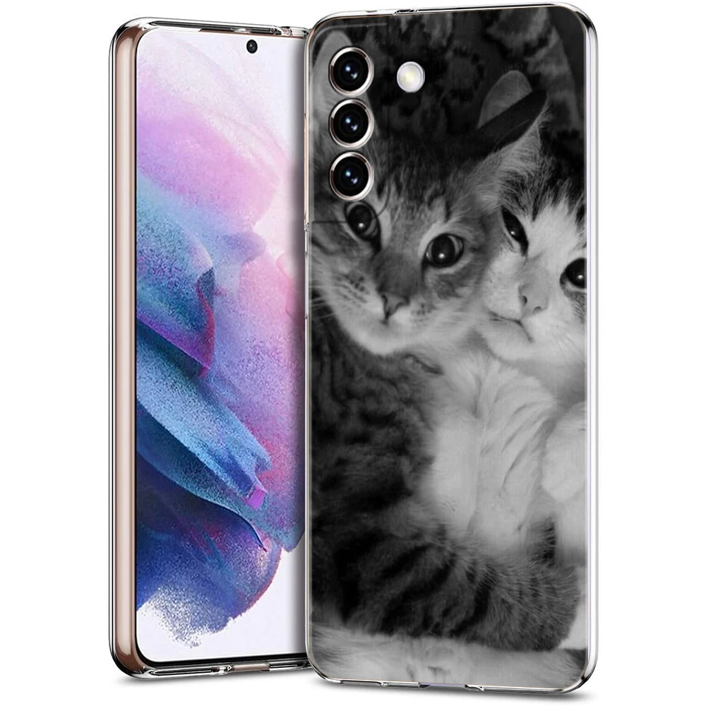Cartoon Fun Cat Pet Dog Phone Case For Samsung Galaxy S24 Ultra S23 FE S22 S20 S21 5G S10 S9 Plus S10E S8 Silicone Clear Cover