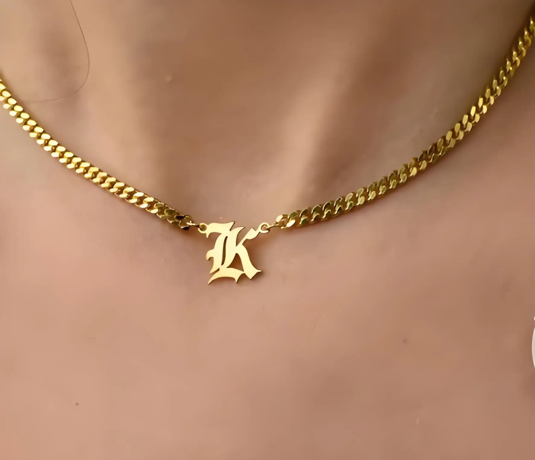 

Custom Initials Necklace, Gold - Plated Personalized Pendant, Stainless Steel Chain, Trendy Letter Jewelry for Women, Ideal Gift