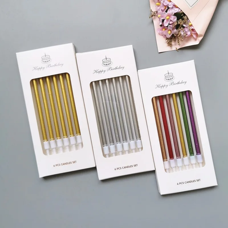 Premium Elongated Rod Wax Sticks Minimalist Cake Embellishments Smokeless Electroplated Slender Pencil Candles Wedding Birthday