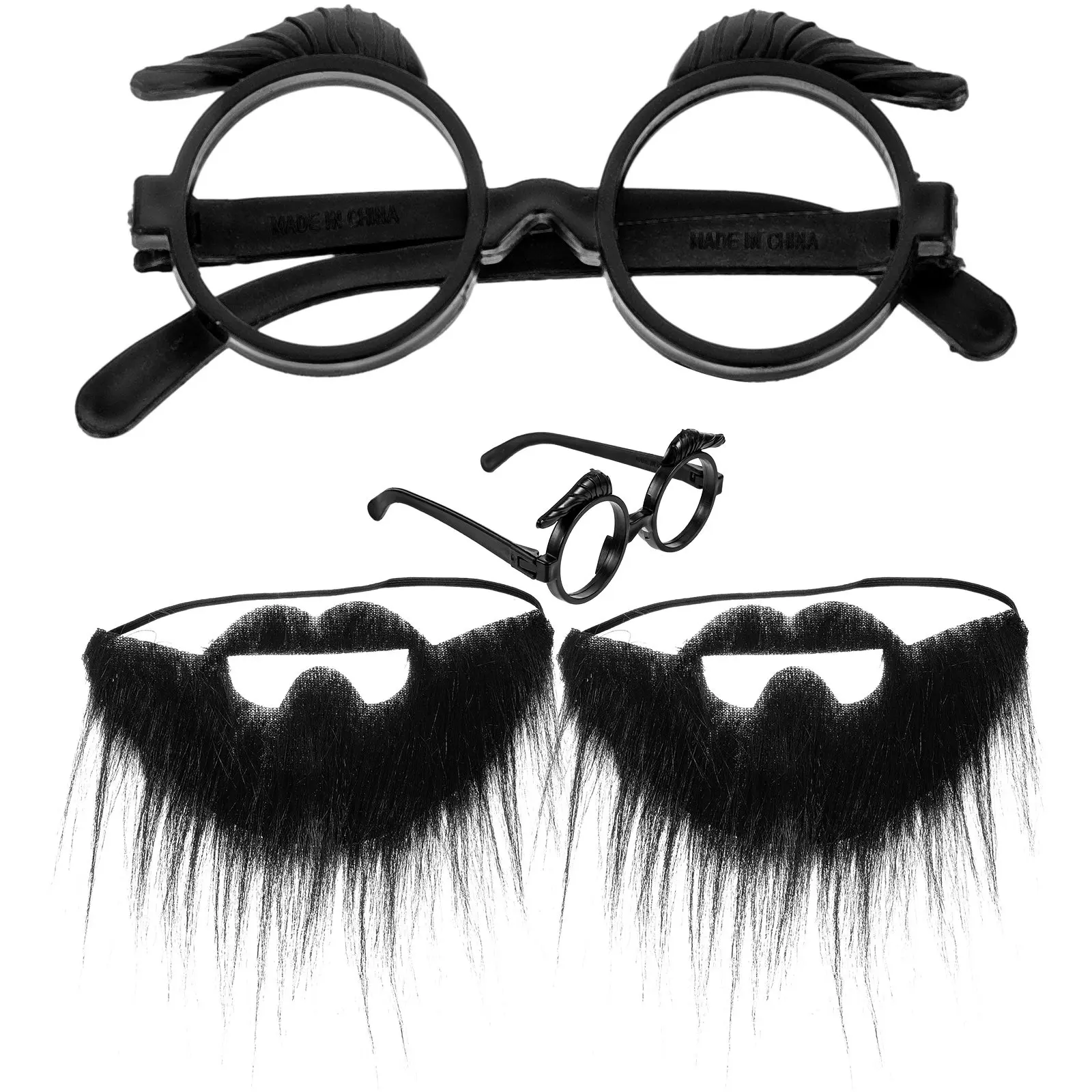 

2Sets Fake Beard Eyeglasses Set Old Man Costume Mustache Glasses Props Party Cosplay Funny Adult Kids Beard Costume Accessories