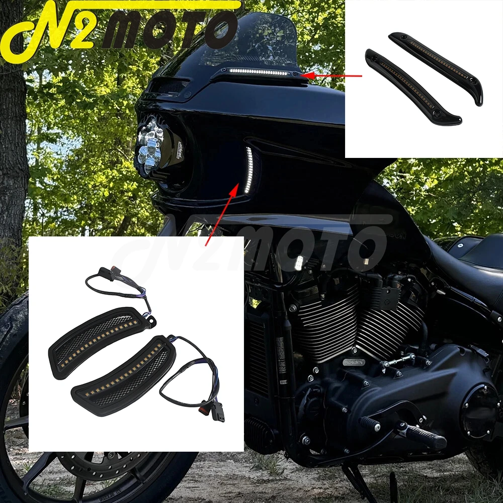 

Светодиодный обтекатель мотоцикла, боковые вентиляционные фонари для Harley M8 Softail Low Rider ST FXLRST El Diablo FXRST 2022-24, накладка на лобовое стекло