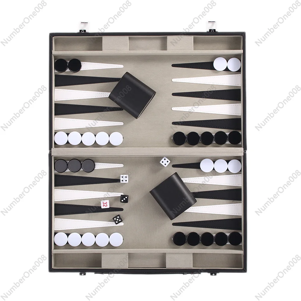 Cross-Border Hot Selling Backgammon Game Set PU Leather Board Dice Cup Portable Backgammon Board Game Leisure Entertainment