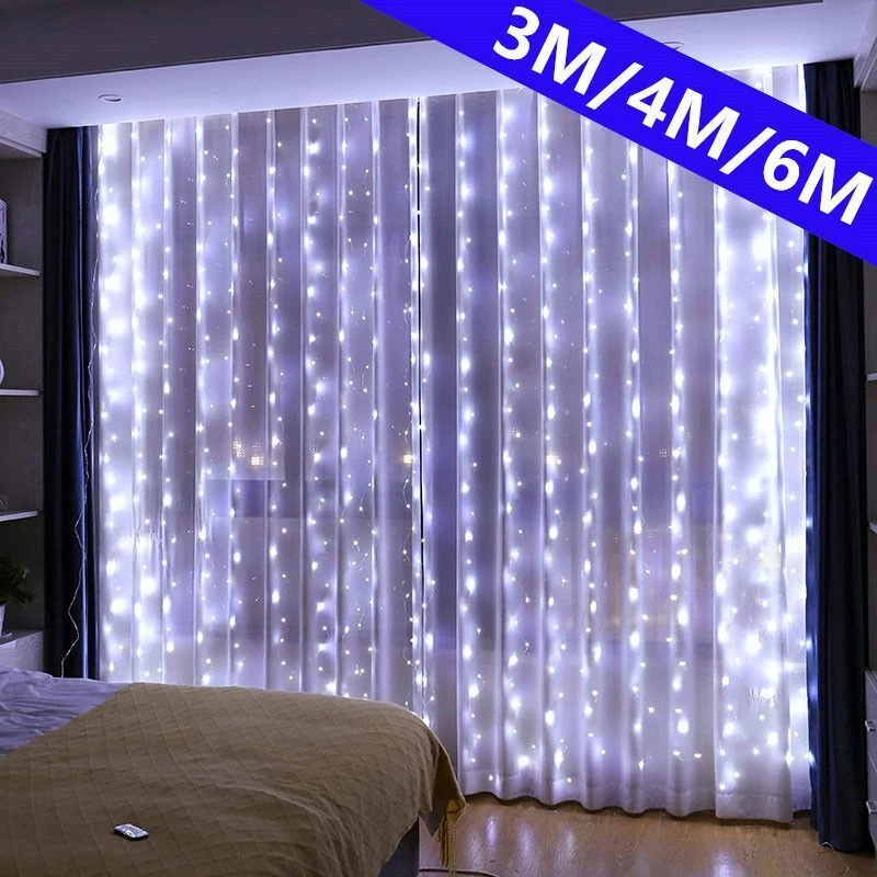 3M 4M 6M USB Curtain Lights Indoor Fairy String Lights Led Bedroom Lights Decoration Wedding Christmas Halloween Party Holiday