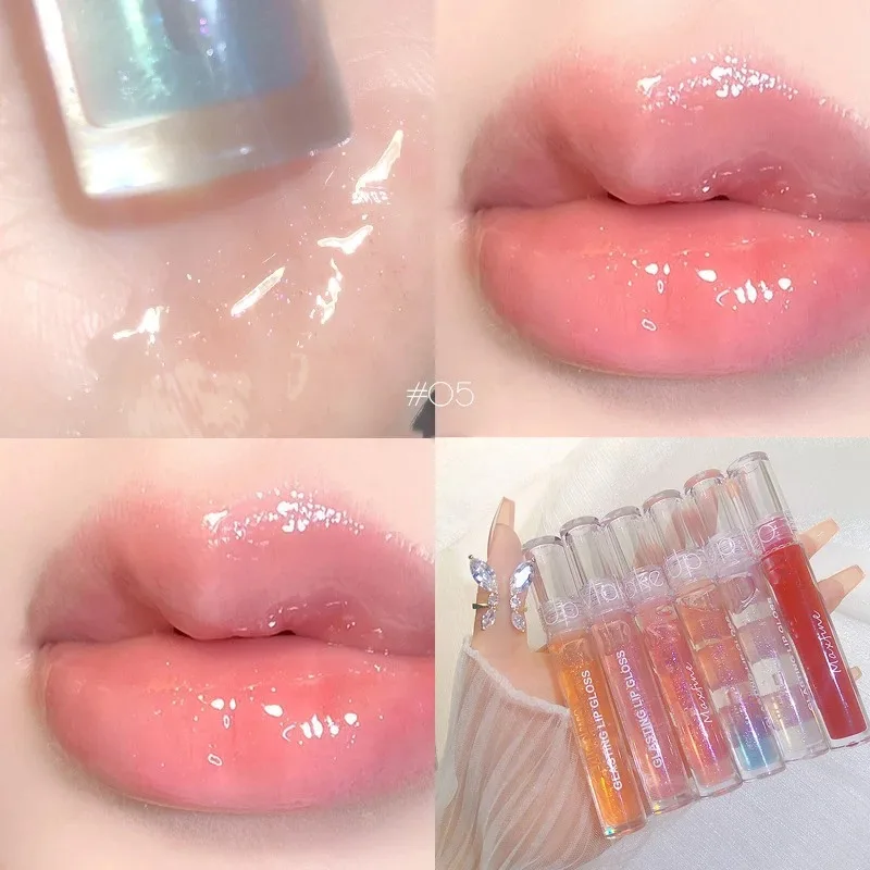 Mirror Water Lip Gloss Transparent Glass Lip Oil Waterproof Lasting Liquid Lipstick Moisturizing Plump Lip Glaze Lips Cosmetics