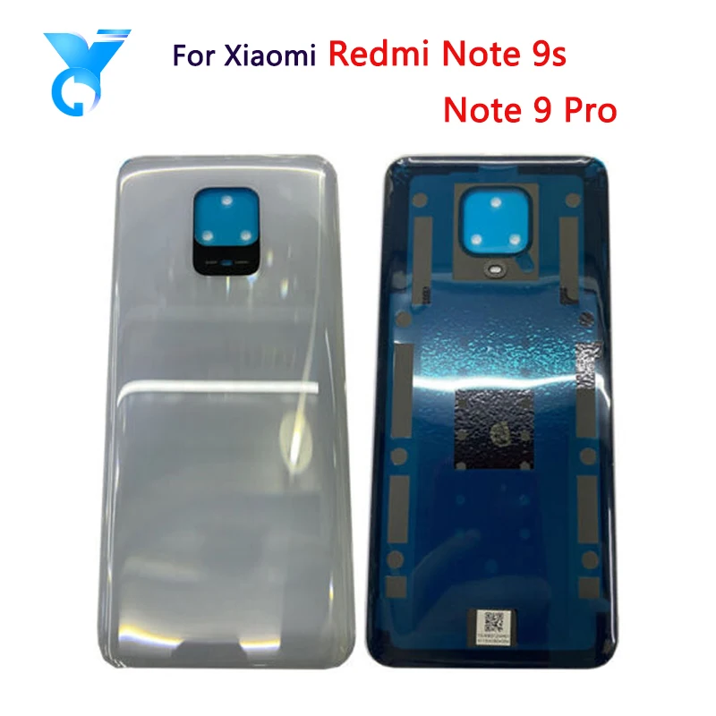 For Xiaomi Redmi Note 9 Pro / Note 9S 64MP Battery Back Cover Rear Door 3D Glass Panel Housing Case Camera lens Adhesive Replace