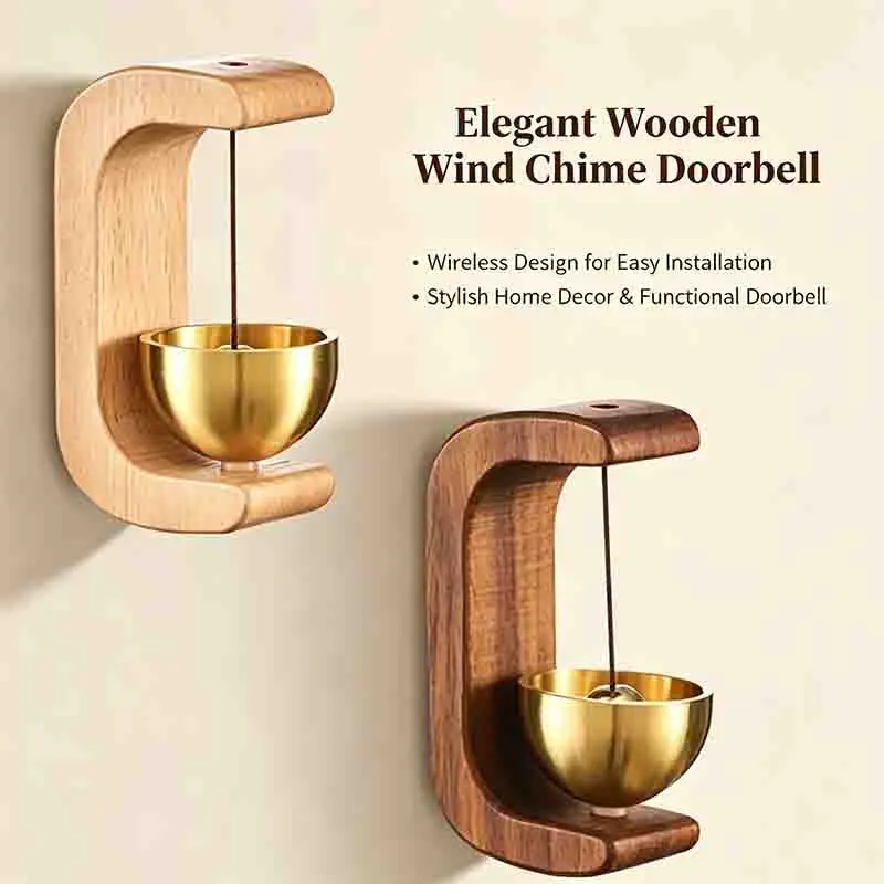 Waterproof Wooden Wind Chime Style Wireless Doorbell Wall Hanging Decor For Front Door Yard Home