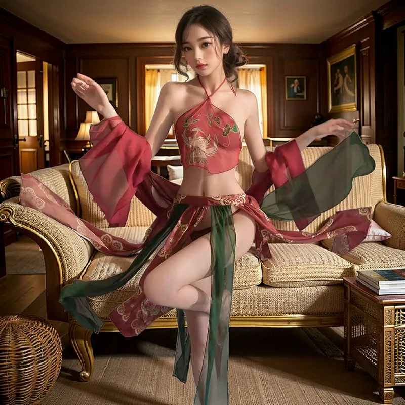 

Sleeping Fairy National Style New Gorgeous Ancient Style Sexy Bellyband Hanfu Dunhuang Suit Sexy Underwear Suspender Pajamas