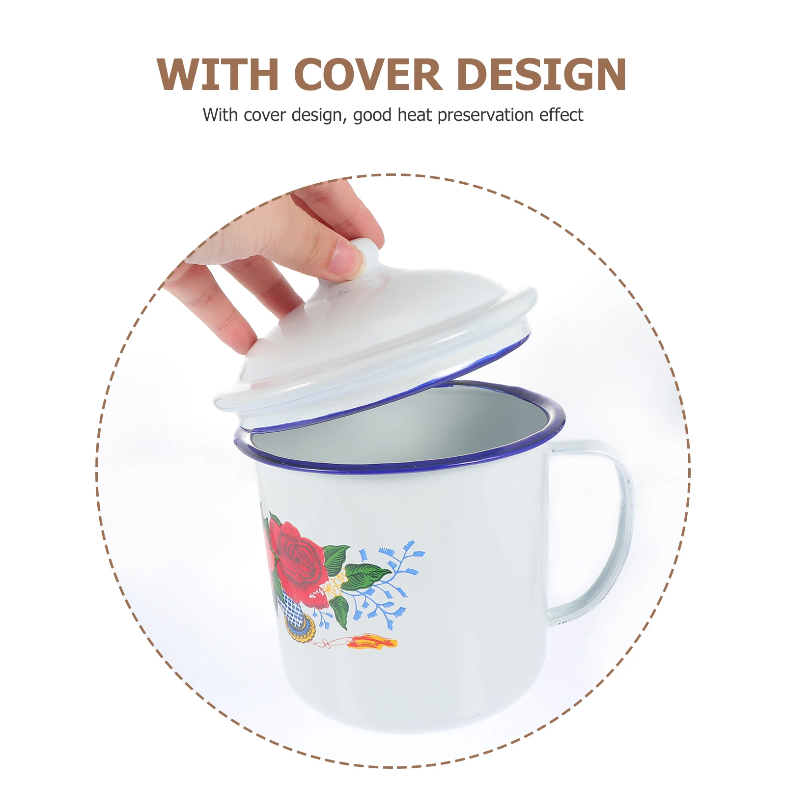 

1pc Vintage Enamel Retro Iron Iron Water Cup Water Cup Tea Coffee Glass With Lid For Home Office Travel Bar Kitchen